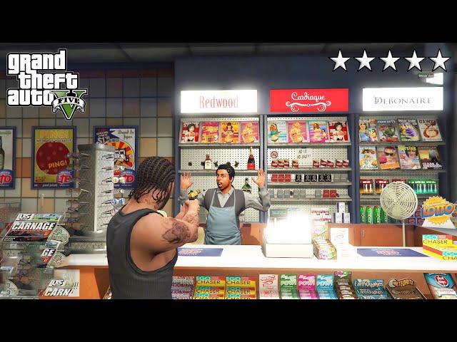 GTA 5 - Franklin and Lamar Rob Every Store In Los Santos (FIVE STAR COP BATTLE)