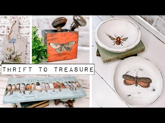 Thrift to Treasure - Transforming Thrifted items using the IOD Brocante Transfer - Upcycled - DIY