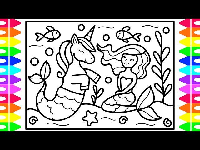 How to Draw a Mermaid and Unicorn for Kids Mermaid and Unicorn Drawing tutorials for beginners