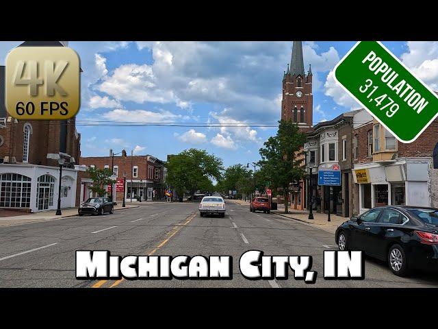 Driving Around Beautiful Michigan City, Indiana in 4k Video