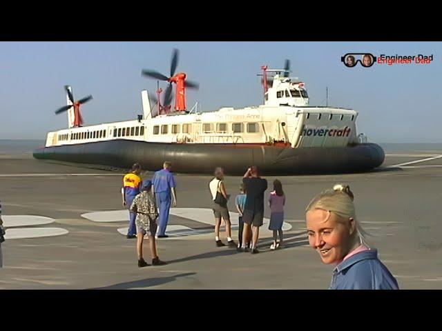 Now in Glorious 4K! UK passenger hovercraft from Calais France to Dover. Hoverspeed. Wow.