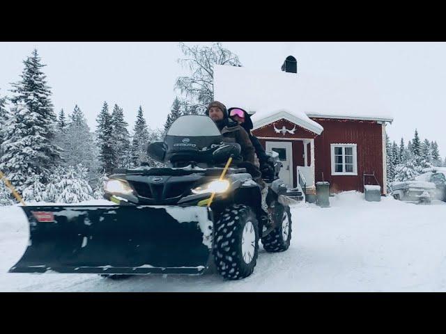 ️ SNOW plow ATV CFmoto Cforce 1000 - clearing the road to our Offgrid Cabin in northern Sweden