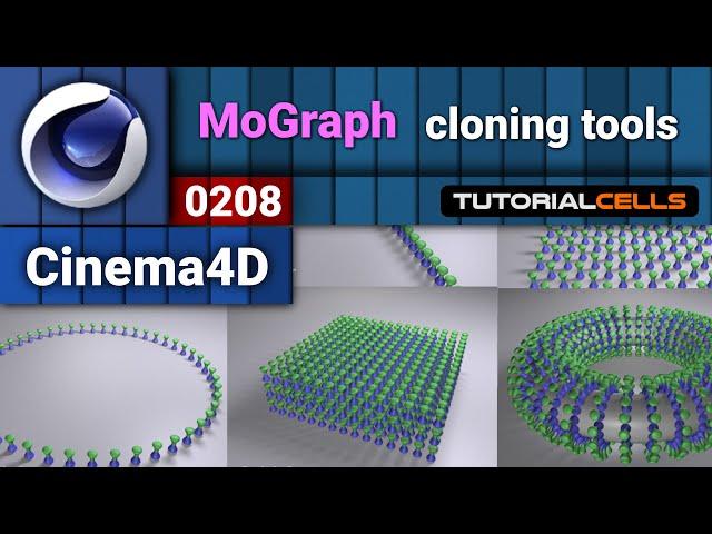 0208. cloning tools ( linear clone, radial clone, grid clone ) in cinema 4d