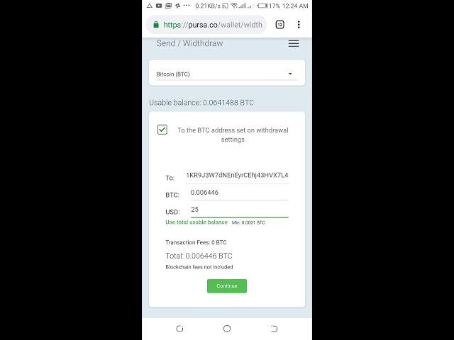 How to withdraw Bitcoin from your Pursa wallet