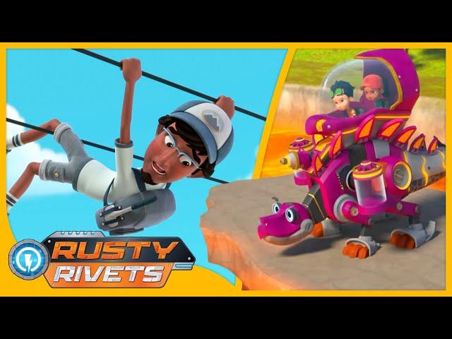 Lava Rescue on Dino Island and MORE | Rusty Rivets Episodes | Cartoons for Kids