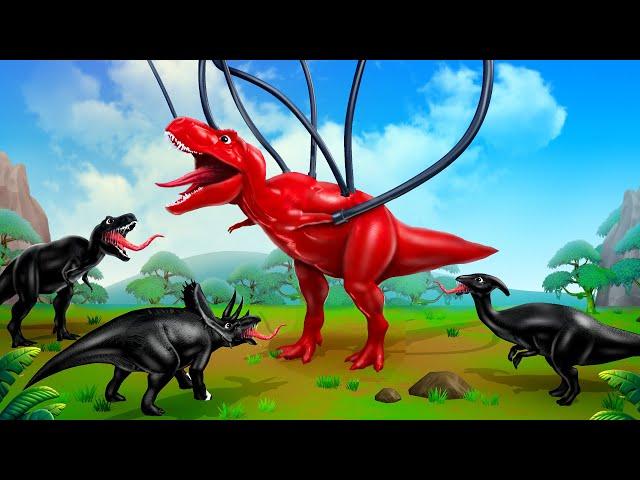 Red Trex vs Black Trex Dinosaurs Fight | Jurassic World Evolution | Superhero Dinosaurs