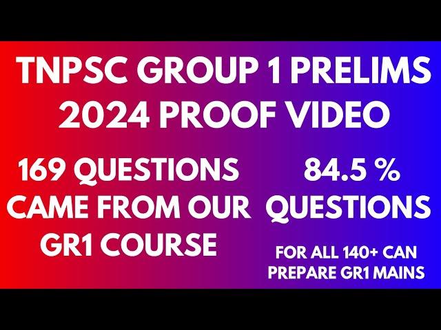 169/200 (84.5%) QUESTIONS CAME FROM OUR COURSE-TNPSC GROUP 1 PRELIMS 2024 PROOF VIDEO(140+CLEAR PRE)