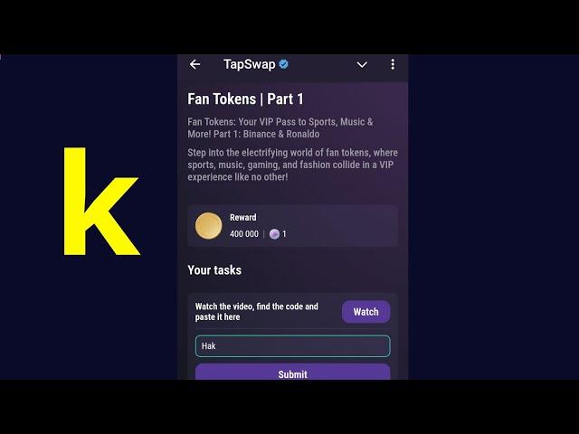 Fan Tokens | Part 1 | Tapswap Code