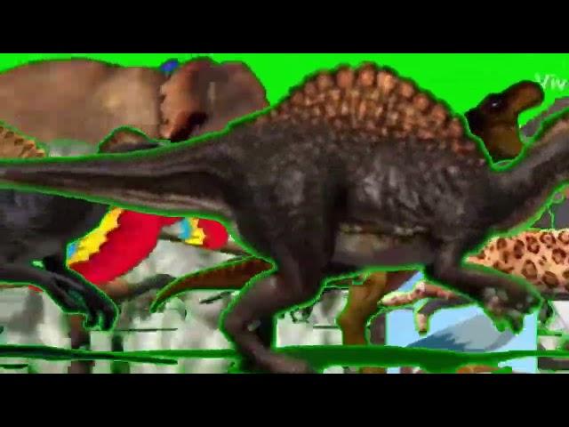 Large Animal and Dinosaur Stampede Green Screen