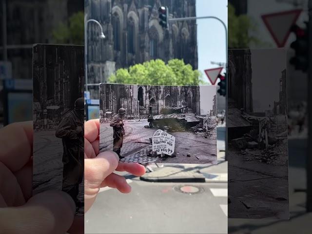 Tank duel in Cologne! Then and Now #tank #cathedral #history #war #thenandnow #ww2 #worldwar2