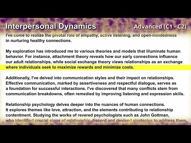 72. Interpersonal Dynamics (Advanced C1-C2) - Reading Practice