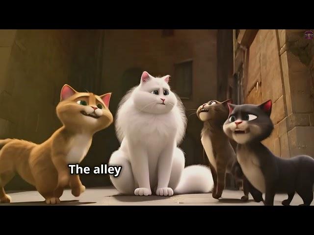 Kids Fun Story: Cleo the Clever Cat and the Mean Alley Cats. With CAPTIONS.