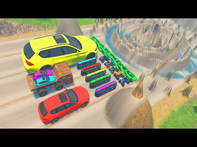 HT Gameplay Crash # 294 | Big & Small Cars vs Trap Speed Bumps - Trucks vs Crashes High Thorny Road