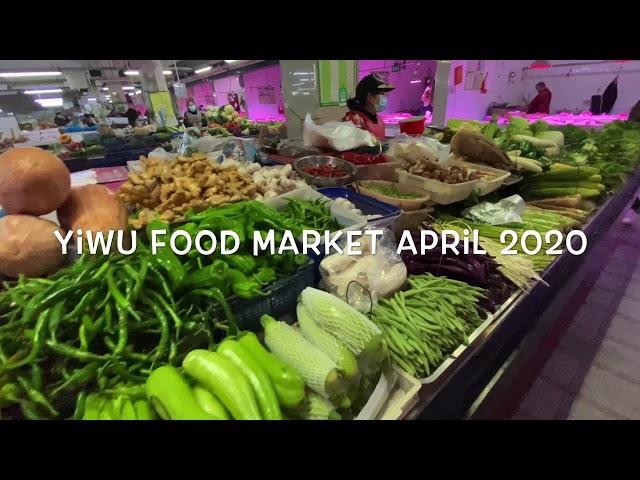 Yiwu food and vegetables market April 2020 after coronavirus pandemic everyone with mask wet market