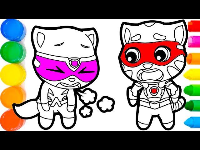 Drawing Talking Tom Heroes Super Hero Tom and Super Hero Angela Hero dash