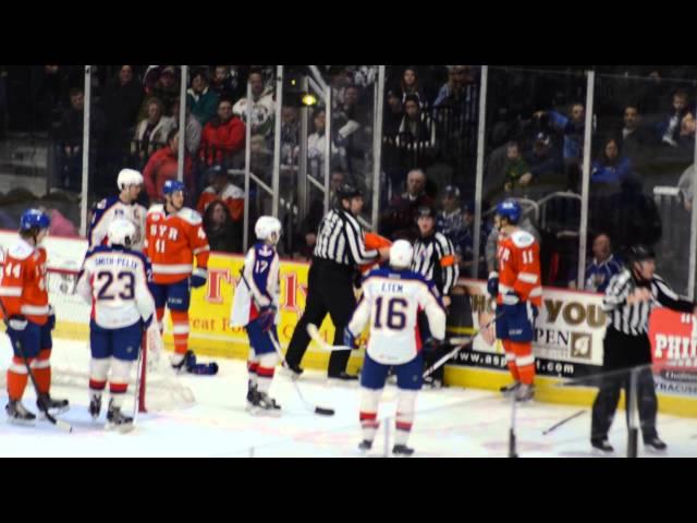 Admirals' Yonkman goes after Crunch's Paquette