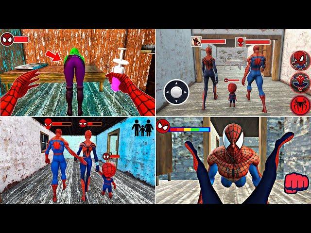 Playing as SpiderMan Family VS Hulk Family in Granny House & 3D