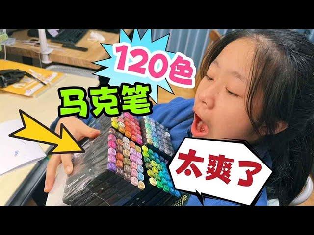 Xiaoyuer thinks there are too few 24-color marker pens, so my mother bought 120-color markers