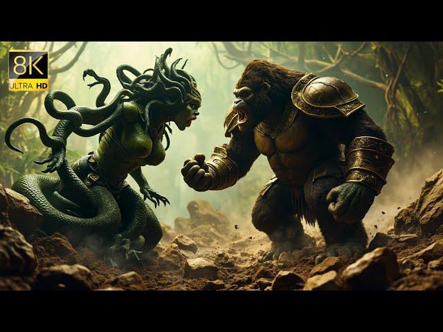 King Kong And The Lions vs Medusa Gorgon And Her Snakes: Skull Island Snake Invasion 2025
