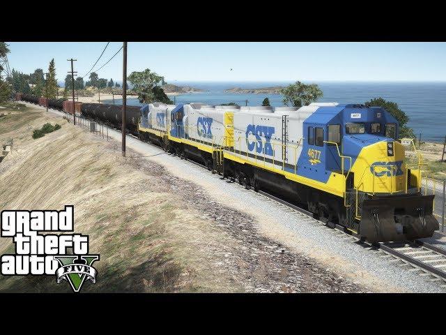 CSX Railroad Engineer Driving A Locomotive - GTA 5 Train Simulation Mod