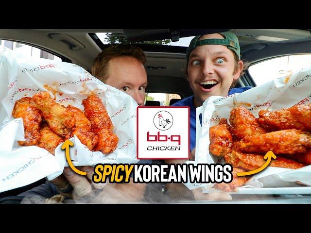 Eating bb.q Chicken's Spicy Original Wings | *Korean Fried Chicken Fast Food Restaurant* 