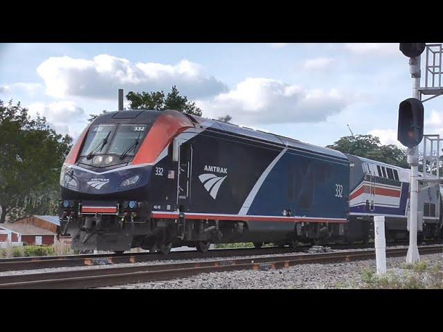 Two Amtrak Trains Feat. AMTK 160 Pepsi Can Unit At Boynton Beach 4-8-24 & 4-28-24