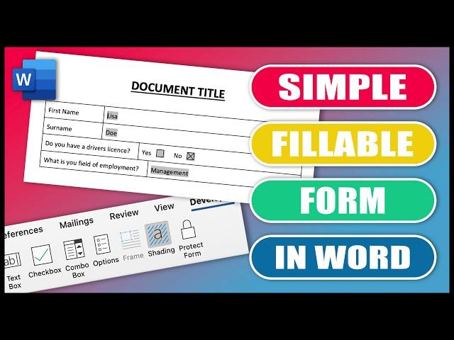 Simple FILLABLE FORM in Word | Easy Tutorial