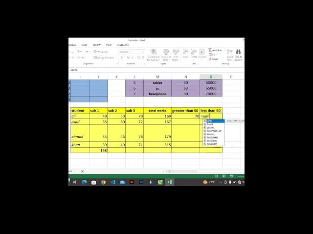Sumif formula short form apply on numbers #excel #exceltips #msword #msexcelformulas