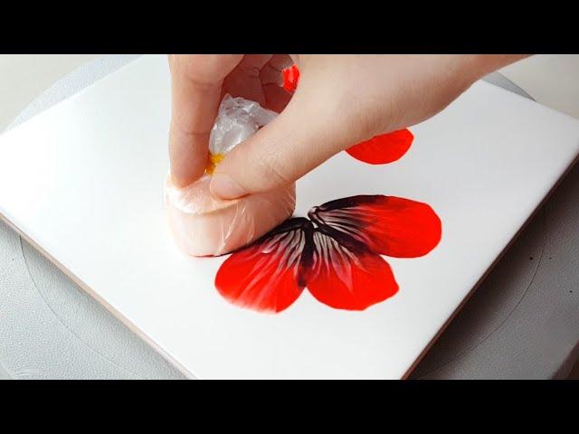 (721) Beautiful red flowers | with water drop puff | Easy Painting for beginners | Designer Gemma77