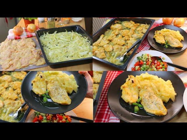 Onion steaks from the oven, a lot of lunch from one pan for the whole family