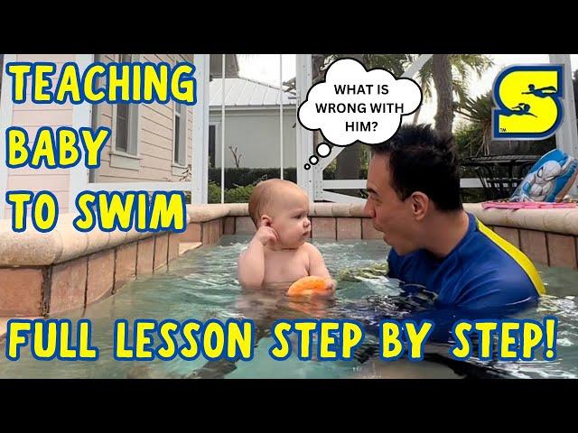 TEACHING BABY TO SWIM | Full infant swim lesson | Step by Step guide teaching baby to swim