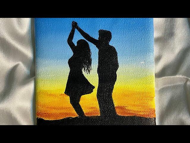 Easy romantic couple painting/acrylic painting for beginners/day 17 #youtubeshorts #shorts