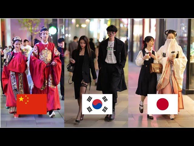 Latest Korean, Japanese And Chinese Style Fashion | Street Fashion Chengdu City In China