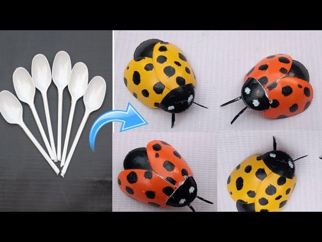 Make Insect by plastic Spoons ।। Ladybug making by plastic spoons