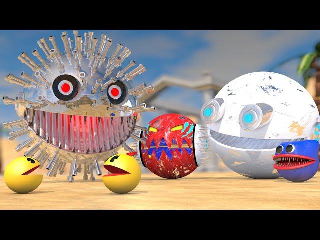 Pacman & Huggy Wuggy & Gladiator Robot vs Platinum Robot Monster in Egypt