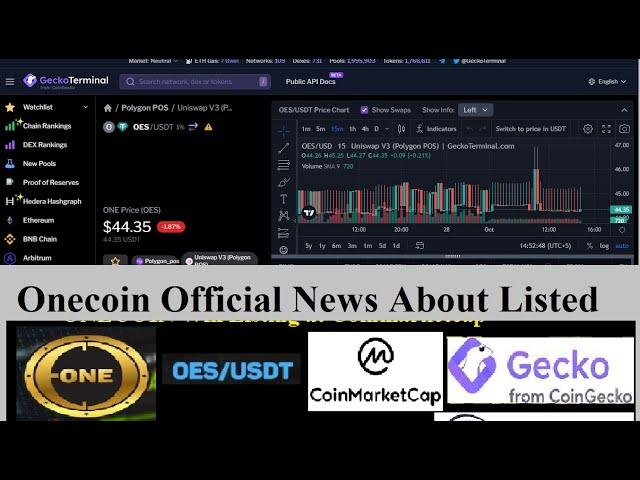 Onecoin Official Biggest News || ONECOIN listed on coinmarketcap || ONECOIN listed on Geckoterminal,