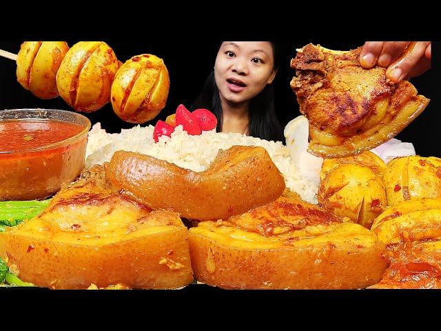 Eating Fatty Pork Ribs Curry & Spicy Egg Curry With Rice || Spicy Food || Nepali Mukbang