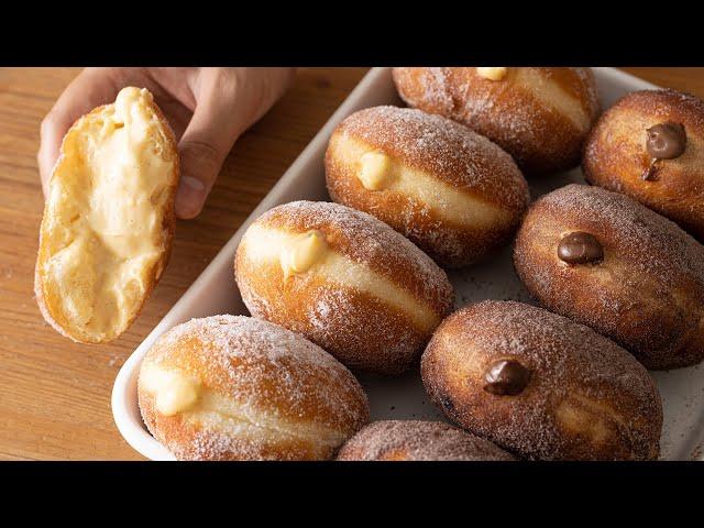 Custard Cream Donuts（Vanilla & Chocolate）｜HidaMari Cooking