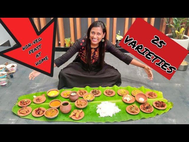 Made 25 varieties of food at home for diwali feast/Non Veg feast in banana leaf/Diwali 2020