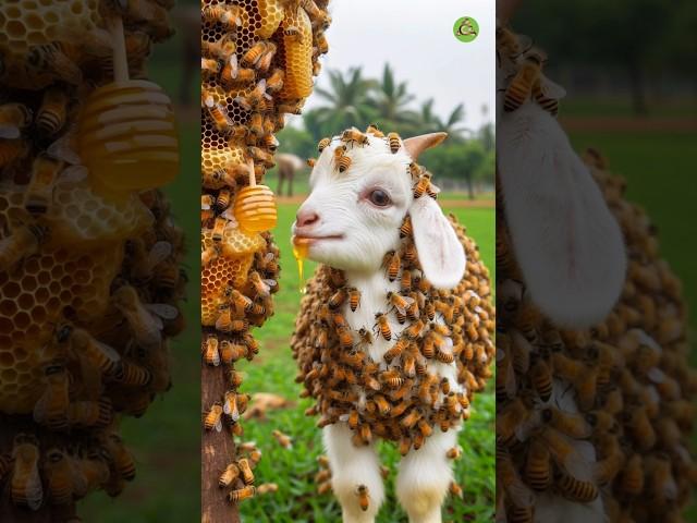 bees attack on a baby goat saved by brave farmer #humanity #goat #animals #pets $#cartoon #kidsvideo
