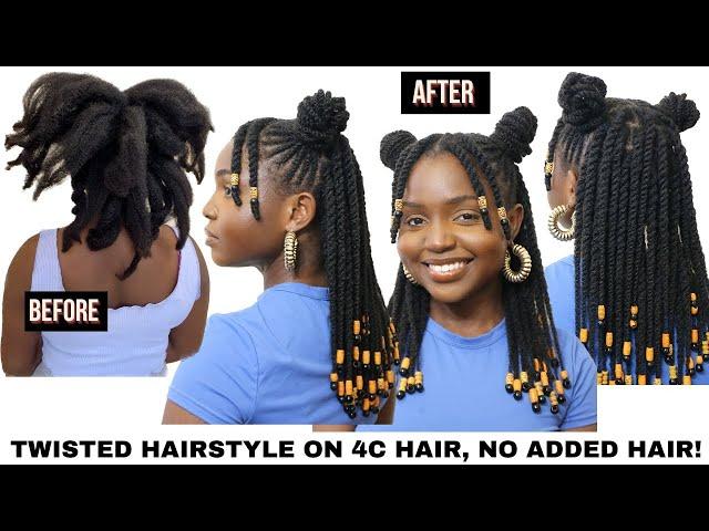 Easy Twisted summer protective style on 4c hair, no added hair!