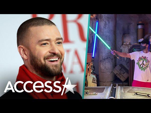 Justin Timberlake & Son Silas Have Lightsaber Duel In Rare Video