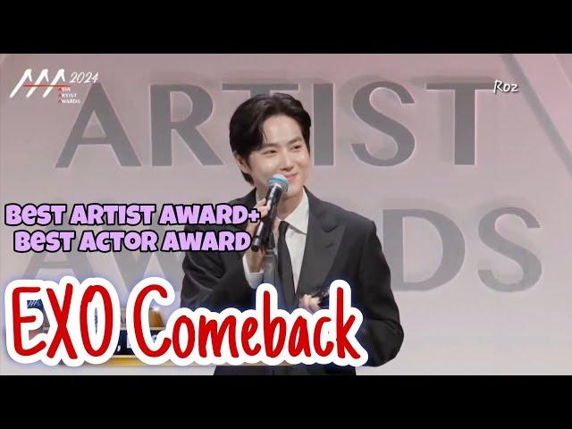 Suho 'Best Artist Award' speech+ EXO comeback details at AAA #exo #suho