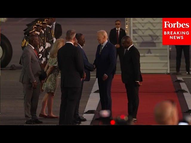 President Biden Arrives In Luanda, Angola And Greets People