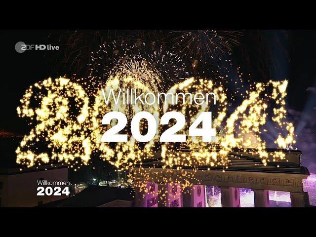 Jahreswechsel 2023-2024 - Feuerwerk - 2023-2024  am Brandenburger Tor (Willkommen 2024)