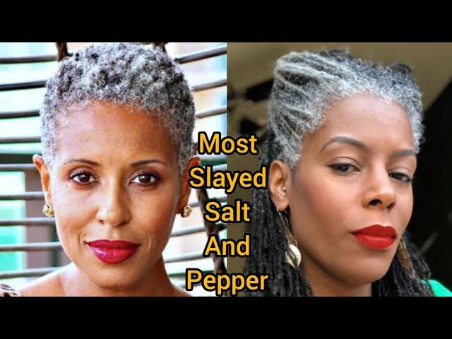 70+ Most Slayed Salt and Pepper Hairstyles/Grey Hair For Black Women.