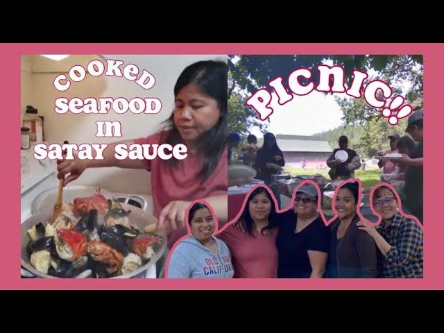 COOKED SEAFOOD IN SATAY SAUCE AND PICNIC | Maan Conde TV