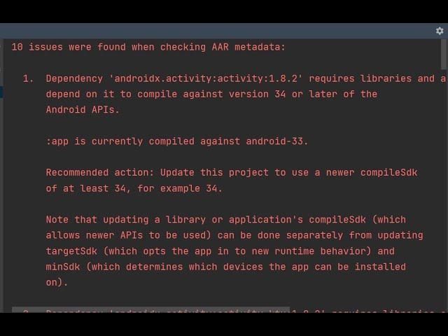 How to fix An | 10 issues were found when checking AAR metadata| How to change SDK | Android Studio