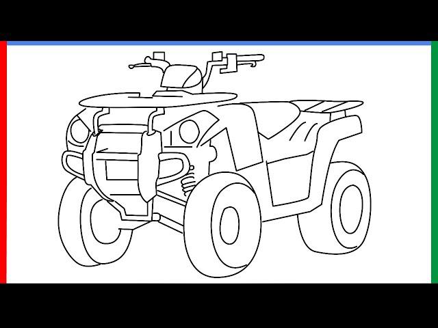 How to draw Kawasaki ATV step by step for beginners