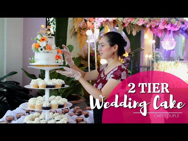 HOW TO MAKE 2 TIER SIMPLE WEDDING CAKE  | CHEF COUPLE